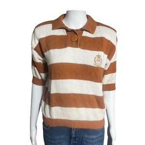 Classic Striped Tan and Cream Women's Sweater